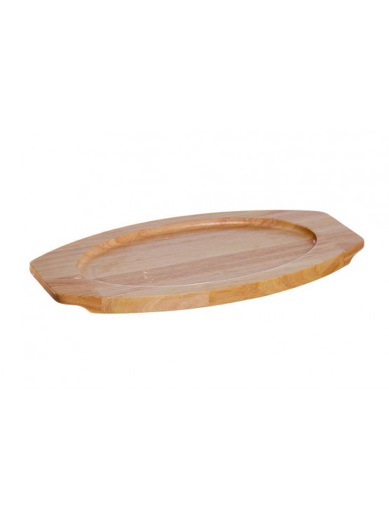 Prato Oval em Ferro Fundido com Base de Madeira 28 × 17 cm
