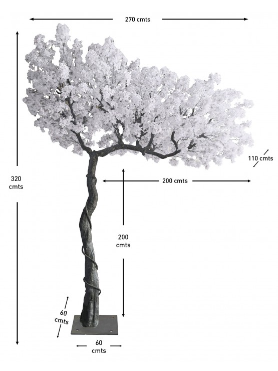 Árvore Lilás Branco Artificial 320cm