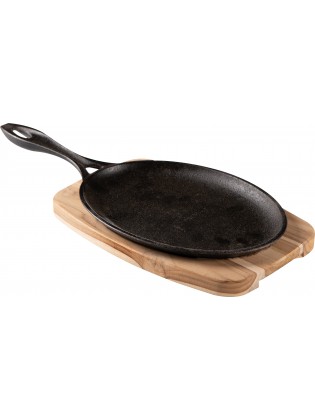 Frigideira de Ferro Fundido com Tabua Madeira 38x19cm