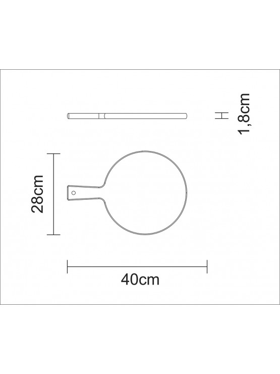 Tabua de cortar redonda para Pizza Madera Teca 40x28 cm