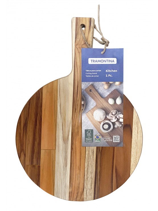 Tabua de cortar redonda para Pizza Madera Teca 40x28 cm