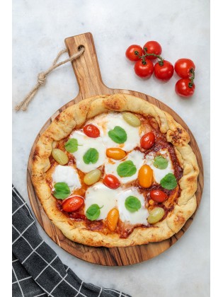 Tabua de cortar redonda para Pizza Madera Teca 40x28 cm