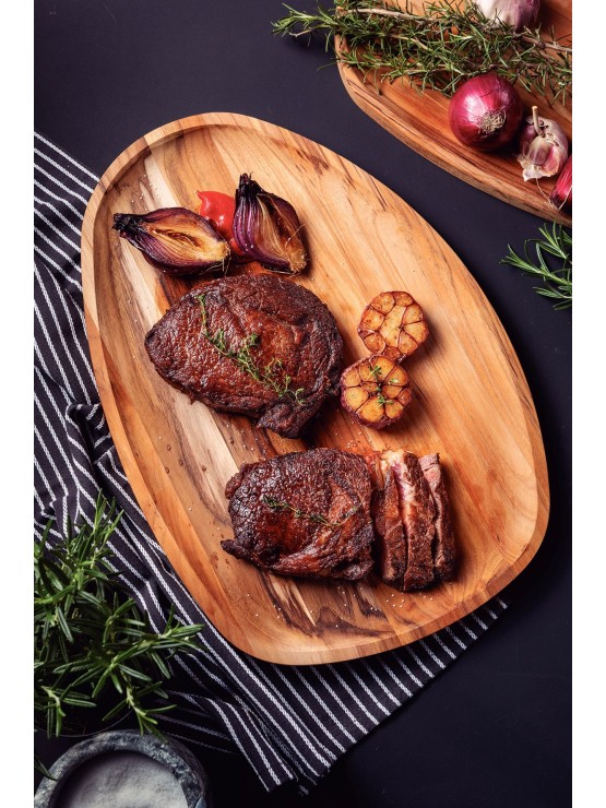 Tabua de Madeira Teca Churrasco Premium 44x33 cm