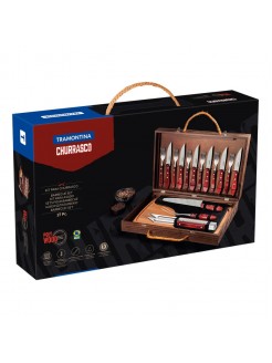 Conjunto de utensílios para corte de carne Tramontina Polywood, vermelho, com certificação FSC, 17 peças
