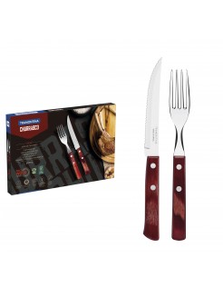 Conjunto de talheres para bife Tramontina Polywood vermelho 12 peças