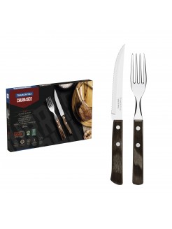 Conjunto de talheres para bife Tramontina Polywood cor castanha 12 peças
