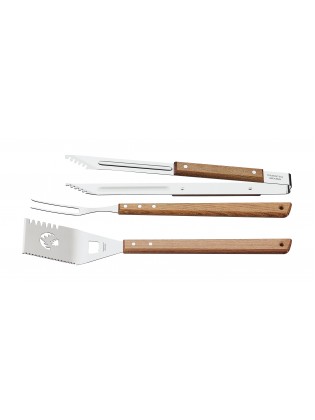 Conjunto de 3 peças de utensílios para churrasco Tramontina em aço inoxidável com cabos de madeira