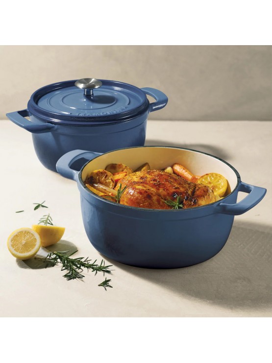 Panela Tramontina com Tampa, Ferro Fundido Esmaltado Azul, 22 cm - 3,7 L