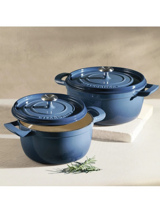 Panela Tramontina com Tampa, Ferro Fundido Esmaltado Azul, 22 cm - 3,7 L