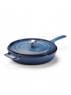 Frigideira Tramontina de ferro fundido com tampa, esmaltada azul, 30 cm - 3,8 L