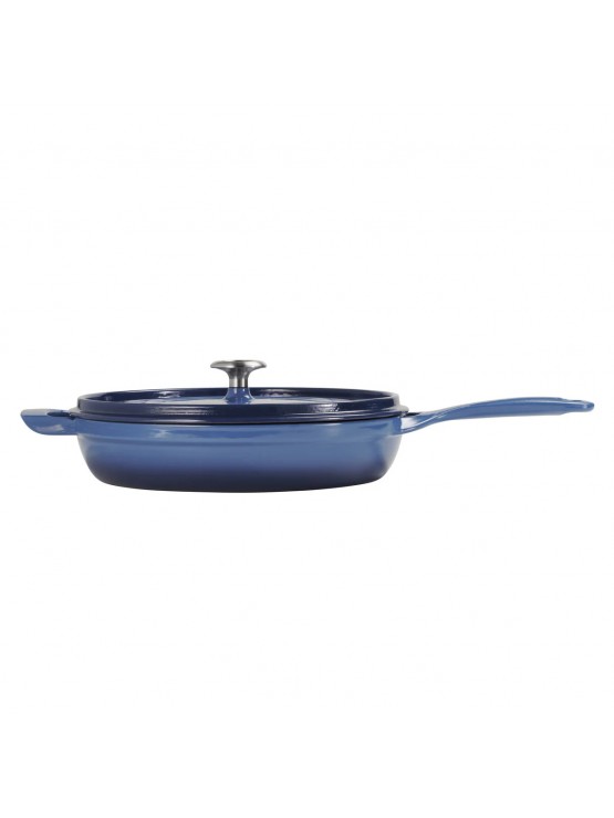 Frigideira Tramontina de ferro fundido com tampa, esmaltada azul, 30 cm - 3,8 L