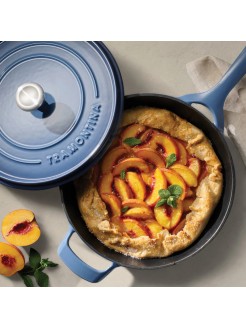 Frigideira Tramontina de ferro fundido com tampa, esmaltada azul, 30 cm - 3,8 L