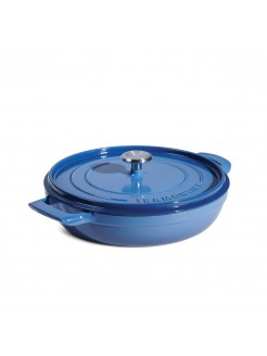 Caçarola baixa Tramontina com tampa, ferro fundido esmaltado azul, 30 cm - 3,8 L