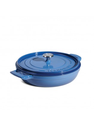 Caçarola baixa Tramontina com tampa, ferro fundido esmaltado azul, 30 cm - 3,8 L