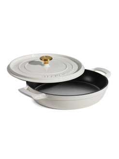 Caçarola baixa Tramontina com tampa de ferro fundido esmaltado, cor café com leite, 30 cm - 3,8 L
