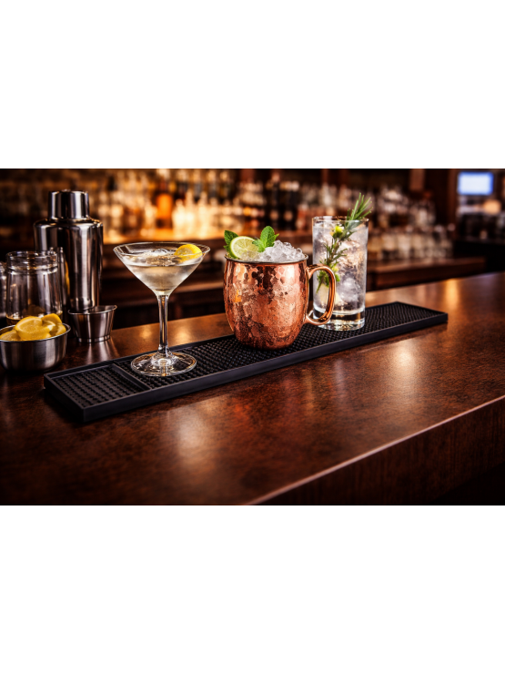 Tapete Balcão Borracha Preto Longo