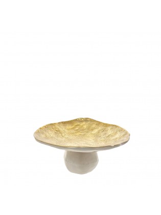 Fruteira de Alumínio Branca e Dourado 38,5x16cm