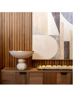 Travessa de Alumínio Branca e Dourada 31x26cm