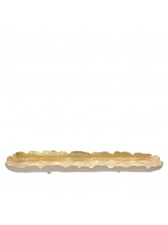 Travessa de Alumínio Branca e Dourada 31x26cm