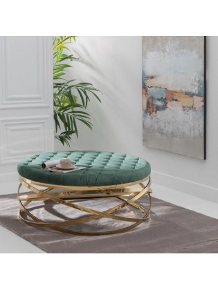 Mesa de Café Estofada com Estrutura Dourada - Lounge