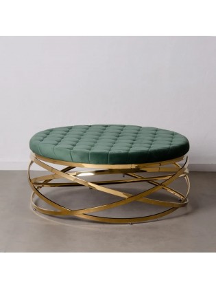 Mesa de Café Estofada com Estrutura Dourada - Lounge