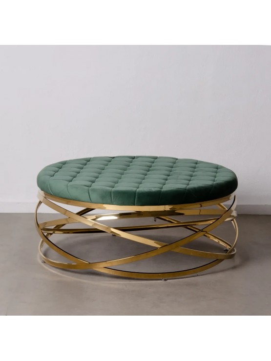 Mesa de Café Estofada com Estrutura Dourada - Lounge