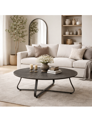 Mesa de Café Preta Estrutura Ferro/Alumínio - Lounge