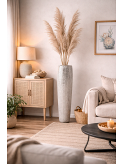 Vaso Branco Fibra de Vidro Espelhado 109cm