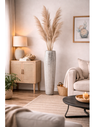 Vaso Branco Fibra de Vidro Espelhado127cm