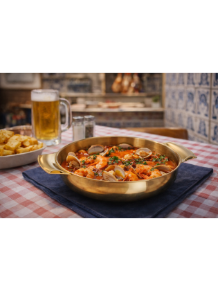 Frigideira 2 Asas para Servir Inox Dourado