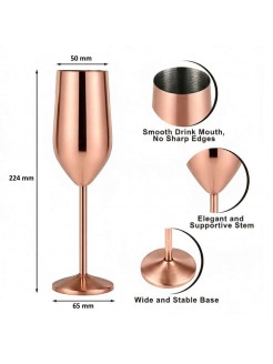 Copo Flute em Inox Cobre 200ml Caixa 6 Unidades