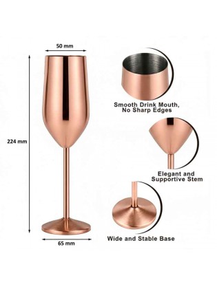 Copo Flute em Inox Cobre Caixa 6 Unidades