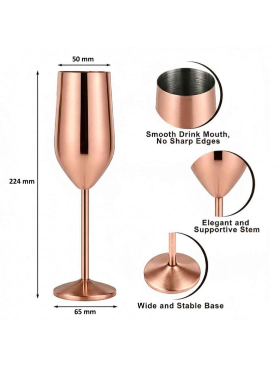 Copo Flute em Inox Cobre 200ml Caixa 6 Unidades