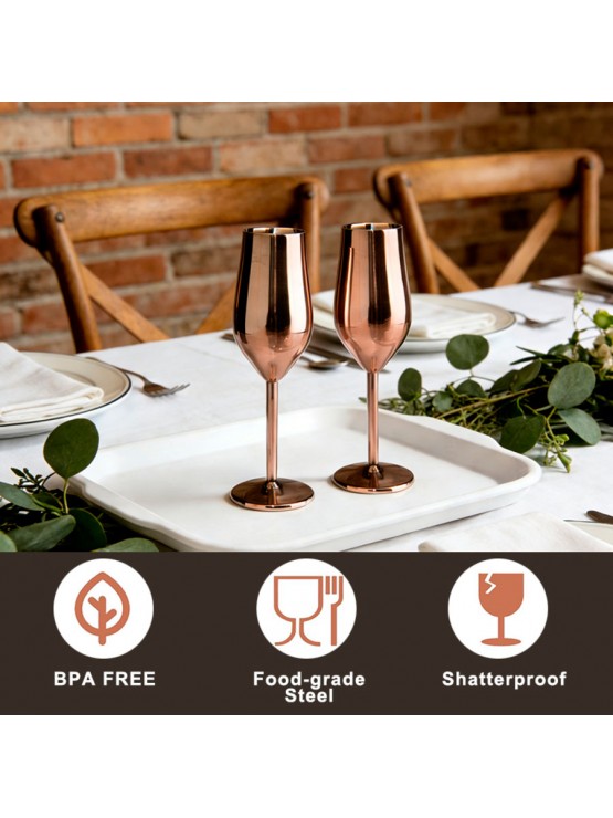 Copo Flute em Inox Cobre 200ml Caixa 6 Unidades