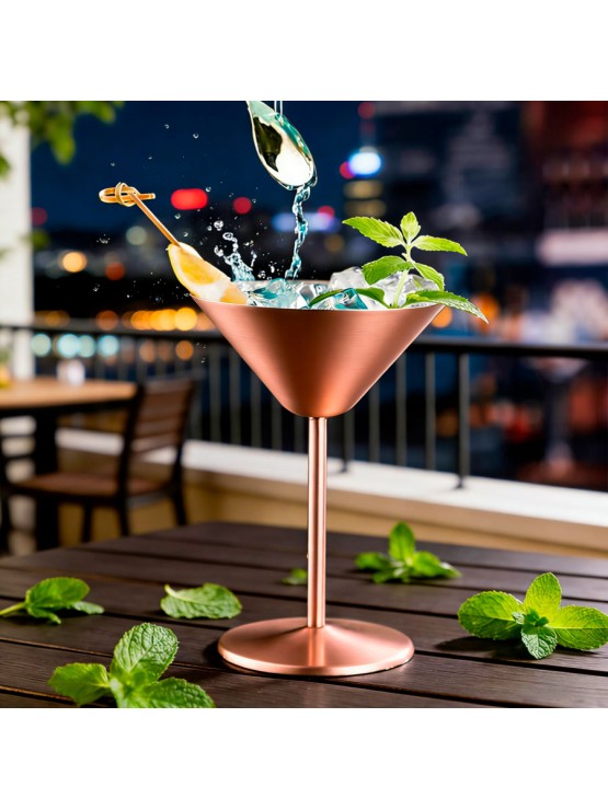 Copo Martini Inox Cobre 200ml Caixa 6 Unidades