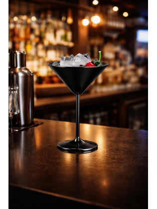 Copo Martini Inox Preto 200ml Caixa 6 Unidades