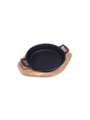 Frigideira Ferro Fundido 22cm com Base de Madeira