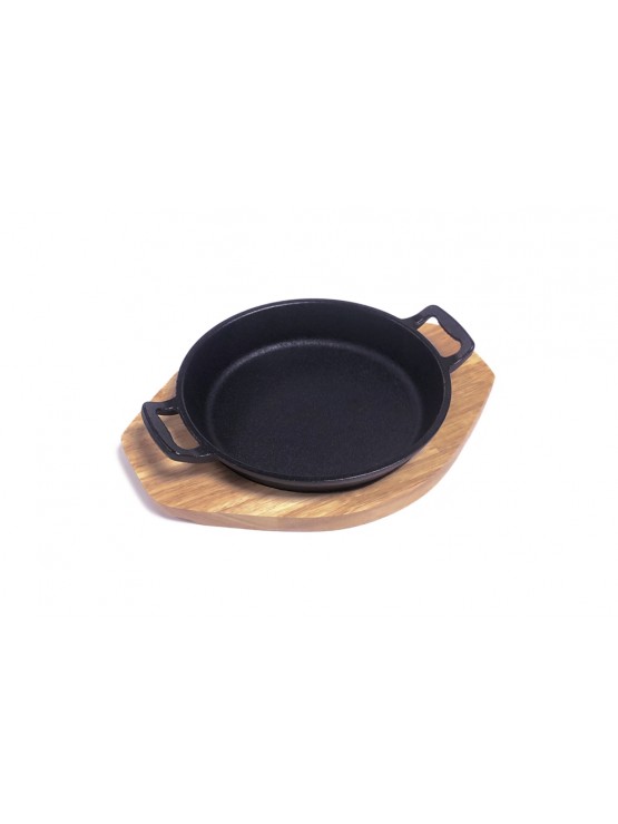 Frigideira Ferro Fundido 22cm com Base de Madeira