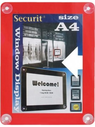 Porta-Cartazes Para Janela A4 Vermelho Securit 